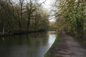 Leeds and Liverpool canal through Hirstwood near Saltaire