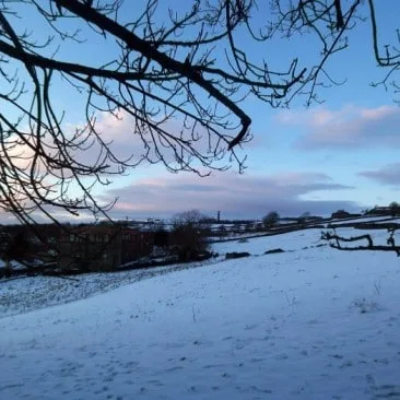 Snow in field near Edwick