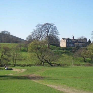 Myrtle Park and House above River Aire