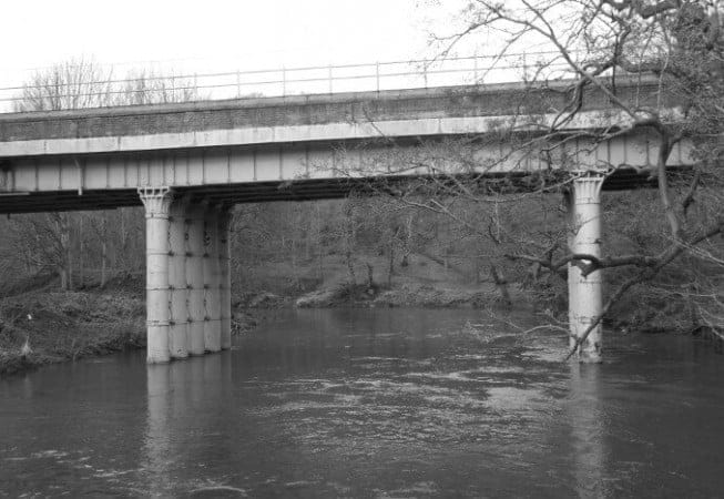 Airedale Railway Line - Steel Bridge above River Aire in Hirstwood near Bingley