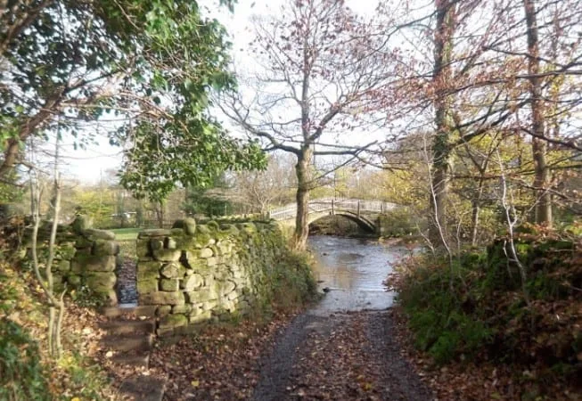 Bottom of Beck Lane in Bingley, near Pack Horse Bridge over Harden Beck
