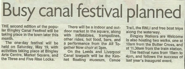 Telegraph & Argus - 2018-05-01 - Busy canal festival planned