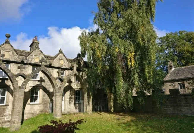 Cloister feature in the Old Manor House garden at Bingley St Ives Estate