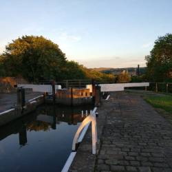 Damart Mill from Five Rise Locks in the sunset