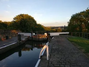 Damart Mill from Five Rise Locks in the sunset