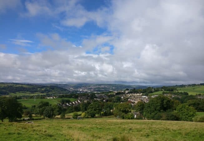 View of East Morton in the Aire Valley, West Yorkshire with Keighley in the background