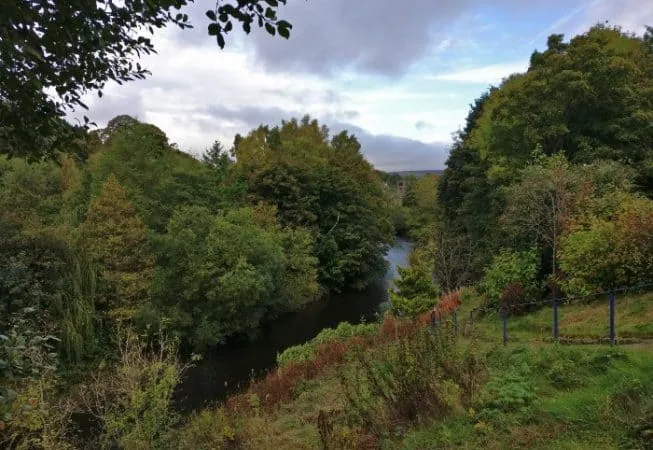 Top of Riverside Walk along the Aire River in Bingley