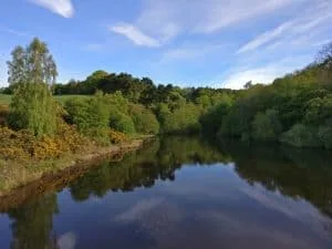 Sunny Dale reservoir surrounded by woodland, East Morton