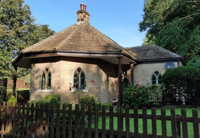 This hexagonal architecture feature is called Betty's Lodge and can be found in Bingley St Ives