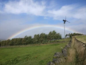 Windmill on Norr Hill with rainbow in the background