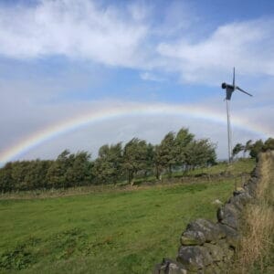 Windmill on Norr Hill with rainbow in the background