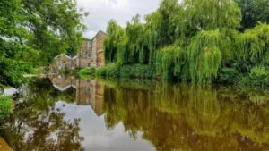 Hirst Weir on Aire River during Summer