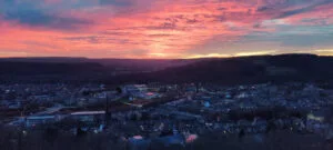 Sunset over Bingley from Gilstead Crags