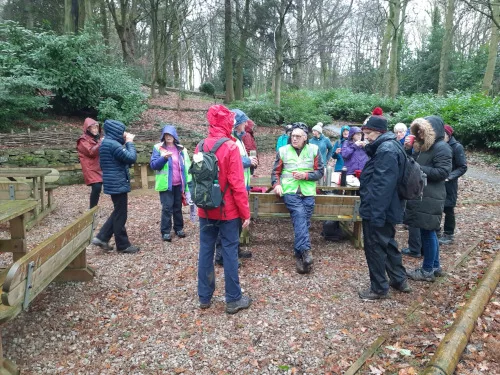 Group of walkers enjoying a break