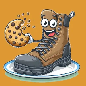 Walking Boot Eating a Cookie
