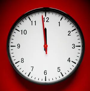 Clock on red background