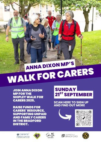 Shipley Walk for Carers 2025 with Anna Dixon MP Poster