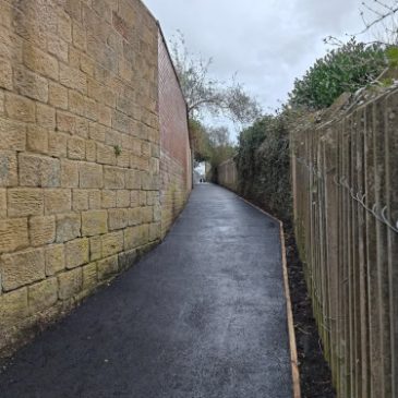 Newly resurfaced path near 3 rise locks and Damart Mill
